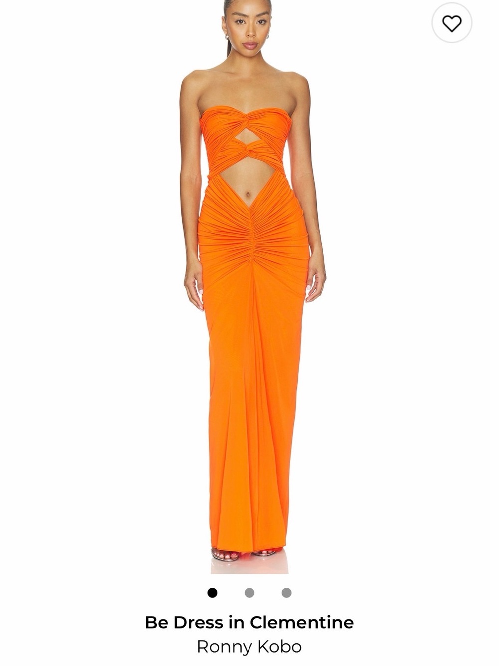 Ronny Kobo Collection Strapless Cutout Maxi Dress in Clementine Orange